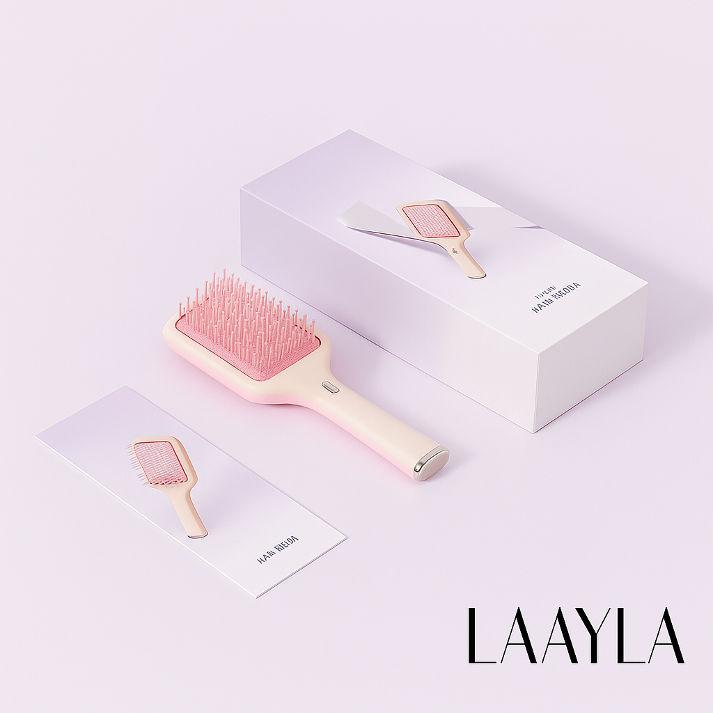 Laayla 3-in-1 Hair Brush – Red Light Care, Vibration Massage & Oil Dispenser